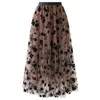 Skirts Women's Skirt Vintage Printed Long Women Summer Elastic High Wiast Mid-Calf Female Casual A-Line Pleated