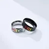 Cluster Rings JHSL Unisex LGBT Lesbian Gay For Men Women Colorful Rainbow Pride Friendship Stainless Steel Fashion Jewelry