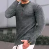 Suéter de punto básico ajustado de manga larga informal para hombre, jersey de cuello redondo para hombre, Tops de otoño e invierno, camiseta de algodón 240112