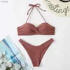 Vrouwen Badmode 2022 Nieuwe Collectie Zomer Bikini Neck Tube Top Effen Kleur Split Badpak Vrouwen YQ240112