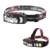 LED-Sensor-Flutlicht-Scheinwerfer, USB wiederaufladbar, XPE+COB-Scheinwerfer für Angeln, Laterne, LED-Stirnlampe, Camping, Suchscheinwerfer, Kopf-Taschenlampe