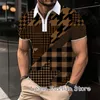 Polos pour hommes Été Hommes À La Mode Plaid Imprimer Polo Mâle À Manches Courtes Vêtements Tops T-shirts Casual Zipper Col À Revers T-shirt