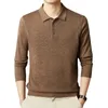 Polos pour hommes Polo haut de gamme pour hommes de haute qualité mélange de laine à la mode brodé à manches longues t-shirt style coréen décontracté homme 240111