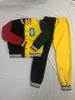 Pantaloni a due pezzi da donna Inverno 2024 Colorblock da donna Lettering Giacca monopetto e pantaloni sportivi Uniforme da baseball Set Streetwear