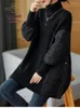 Pulls pour femmes hiver style occidental col roulé épissé pull dames mode coréenne lâche pulls chauds design sens vêtements hauts