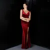 Casual Dresses Elegant and Pretty Women's Long Dress Evening Party Bride Special Events Gäst bröllop Velvet Gala 2024