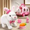 Bebé música sonido juguetes ldren peluche lindo conejo niños mascota electrónica con animal DIY cambio de ropa juego caminar en movimiento durante 3 años vaiduryb