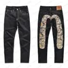 Mens M-shaped Embroidery Straight Tube Wide Leg Pants Long Edge Casual EV Jeans Men's High Hip-hop Street Clothing Size 28-40