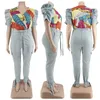 5xl Plus Size Womens Sets Denim Street Двух кусочков с набором рукава.