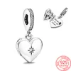 Real Sterling Openable Heart Locket Dangle Charm Fit Armband Women's Wedding Party Sier Jewelry