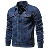 Spring Men Solid Lapel Denim Kurtki mody motocykl dżinsy kursze