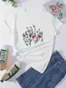 Flower Print Crew Neck Kobiet T-shirt swobodna koszulka z krótkim rękawem na wiosenne letnie ubranie damskie żeńskie topy tee