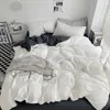 Ins Style Bedding Set Nordic Single Double Flat Sheet Duvet Cover Pillowcase Soft Microfiber Full Queen Size Bed Linen 240112