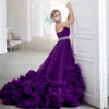 Gown Purple Ball Quinceanera Dresses 3D Flower Ruffles Beaded Vestido De 15 Anos Sweet 16 Princess Birthday Dress