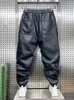 Trendiga motorcykelläderbyxor Mens Hip Hop Harem Loose Trousers Outdoor Jogger Sweatpants Luxury Brand High Quality Clothing 240111