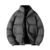 Quality inspection white duck down jacket for men's winter warm standing collar couple jacket