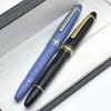 Nueva pluma estilográfica clásica con relleno de pistón de Msk-149 de lujo, resina azul y negra y bolígrafos de tinta de escritura de oficina con punta 4810 con número de serie