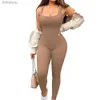 Dames jumpsuits Rompertjes Zomer jumpsuit Effen kleur Rugloos Butt-lifted Yoga jumpsuit Slim Fit Mouwloos Vierkante hals Elastisch Sport jumpsuitL240111