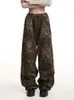 Женские брюки, американские винтажные Pantalones De Mujer с леопардовым принтом, уличная одежда с высокой талией и строчкой, одежда Gyaru