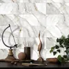 6st Selfadhesive Waterproof PVC Wall Sticker for Living Room Kitchen Home Decoration Classic White Marble Imitate Tile Decals 240112