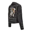 Seveyfan برشام Death Patch Pu Leather Punk Rock Jackets Slim Motocycle 3D Sketelon نمط خارج ملابس مع حزام ذكر أنثى 240112