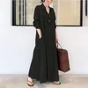 Abiti casual da donna larghi taglie forti in cotone e lino manica lunga monopetto caftano maxi abito camicia abiti streetwear