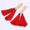 أقراط Dangle Bohemian Red Long Tassel Drops Handmade Drops for Women Artring Encling Fashion Modern Jewelry MRS Win