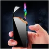 Lighters Windproof Dual Arc Electric Lighter USB 충전식 플라즈마 담배 화염없는 흡연 도구 선물 프로모션 드롭 배달 Dhxiw