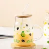 Vinglas med kreativ jordgubbsglaskopp med lock söta kvinnor sommar stor kapacitet student vatten internet kändis kontor mjölk