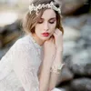 Haarspangen Luxuriöses Stirnband Tiara Frauen Stirn Perle Kristall Haarband Blumenornamente Brautgeschenke für Hochzeit Zubehör