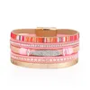 Link Bracelets Bohemian Ethnic Colorful Creative Personality Style Inlaid Diamond Leather Bracelet High Quality Jewelry