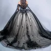 Black Ball Gown Quinceanera Dress 2024 Tulle Appliques Flowers Beads Ruffles With Cape Sweet 15 16 Years Birthday Party Formal