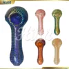 Hittn Glass Hand Spoon Pipe 4,1 tum Pyrex Bubble Trap Glass Rökrör med silverfumd torr ört Tobak Högkvalitativ blandad färger