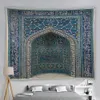 Islamiskt tema Tapestry Marockan Architecture Tapestry Wall Hanging Islamic Vintage Luxury Geometric Pattern Oriental Decoration 240111