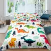 3D Small Dinosaur Cartoon Cute Simple Bedding Set Couple King Single Size for Kids Children Polyester Quilt Cover Pillow Case 240111