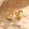 Stud Earrings Mafisar 316L Stainless Steel Gold Color Heart Shaped For Women Girls Minimalist Daily Birthday Jewelry Gift