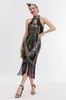 1920s Flapper Dress Long Fringed Gatsby Dress Vintage Art Deco Dress