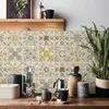 24PCS Wall Sticker Gray Moroccan Vintage Art Waterproof Vinyl Peel and Stick Tile Stickers Home Decor Kitchen Bathroom DIY Decal 240112