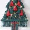 Makramee Weihnachtsbaum Wandbehang Wandteppich Quasten Glöckchen handgewebt Boho Dekoration Boho Dekor für Wohnzimmer Kinder Geschenk 240111