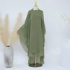 Vêtements ethniques 2 couches longues niqab mousseline de soie Khimar Ramadan EID femmes musulmanes robes islamiques cravate instantanée hijab voile vêtements