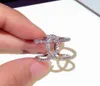 Scintilla su anello a fascia geometrica con diamanti di design di lusso e zirconi per donne e ragazze, anello di moda regolabile aperto gioielli color argento8098824