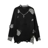 Felpe con cappuccio da uomo Felpe oversize Harajuku Pullover Cross Nelace Droyed Mo Ne Maglioni con taglio a maglia Uomo Autunno Inverno Donna Hip-hop Maglieria strappatayolq