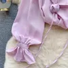 Blouses Femmes Mode coréenne Femmes Blouse Arrivée 3D Fleurs Volants Bord Col V Revers Chemises Simples Automne Réduction de L'âge Blusa Drop