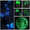 Luminous Switch Stickers Glow In The Dark Butterfly Wall Sticker Kids Cartoon Cat Moon Home Decor Panel Decals Blue Green Light 240111