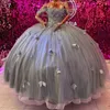 2024 сексуальное милое платье принцессы Quinceanera, кружевное платье-бабочка с бантом и бусинами, корсет с открытыми плечами, Vestidos De 15 Anos