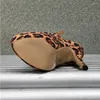 Bot artı boyut 35-46 seksi leopar desen kadın ayak bileği yuvarlak ayak parmeri süper yüksek topuklu 2024 Sonbahar kadın platform parti ayakkabıları