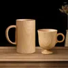 Mugs 2PCS Japanese Cups Creative Wooden Coffee Cup Natural Beer Mug With Handle Solid Wood Tea Drinking