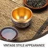 Şarap Gözlükleri Teackup Pirinç TeAware Küçük Kahve Kupaları Retro Uygun Çin Tarzı Su Isıtıcı Vintage Kabartmalı