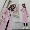 Abrigo de lana negro para mujer estilo Hepburn de longitud media 2024 Otoño/Invierno abrigo de lana gruesa coreano de alta gama para mujer 240112