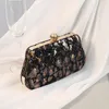 2023 Stylish Women Dinner Bag Luxury broderade paljetter Topphandtag Väskor axelhandväska Leopard Print Clutch Purse Tote 240111